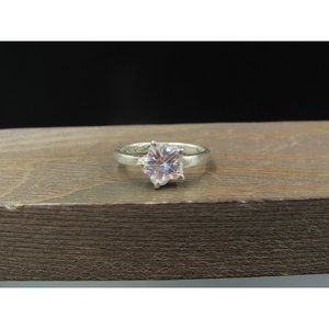 Size 6.75 Sterling Silver Star Clear Cubic Zirconia Rustic Band Ring Vintage